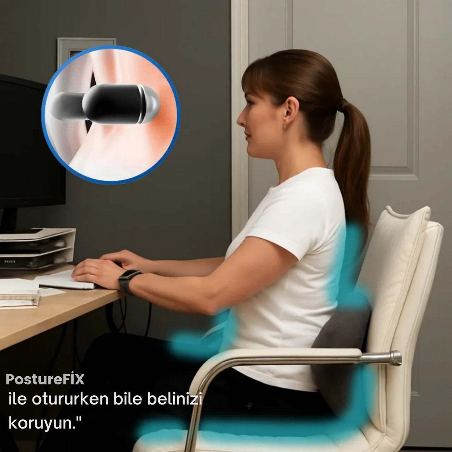 PostureFix™ Siyatik & Bel Masaj Aleti Üçlü Füzyon Yastığı